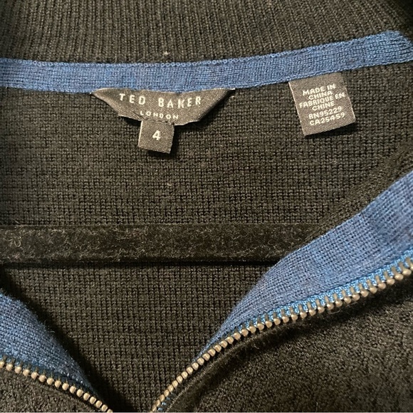 Ted Baker black wool blend quarter zip sweater - Picture 6 of 7